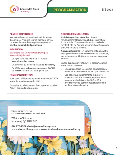 Programmation CADV Été 2025