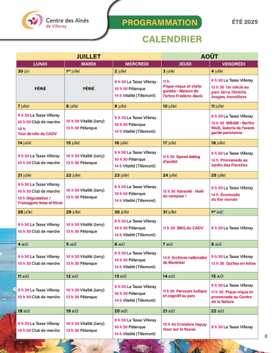 Programmation CADV Été 2025